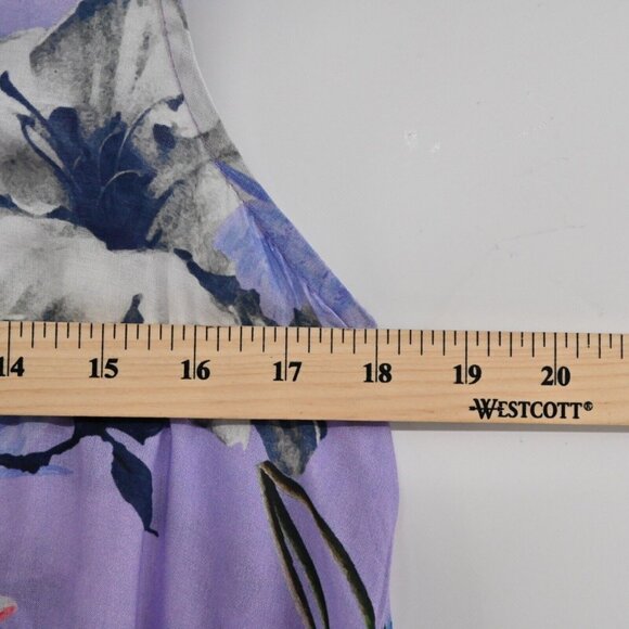 TOLANI‎ Dress Womens Size XS Purple Floral Wide Strap Vneck Asymmetric Midi NEW - Picture 12 of 12